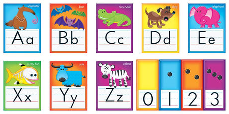 Awesome Animals Alphabet Cards (Standard Manuscript) Bulletin Board Set