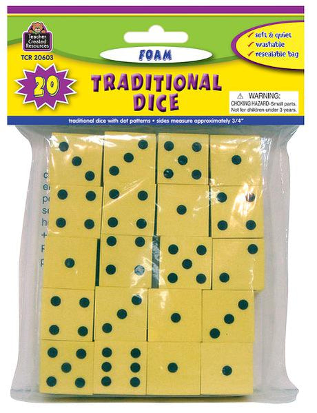 Foam Traditional Yellow Dice