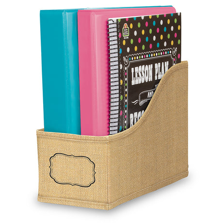 Burlap Book Bin 