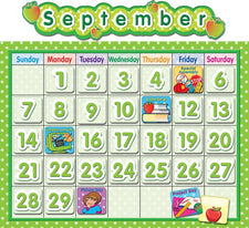 Lime Polka Dot School Calendar Bulletin Board Set