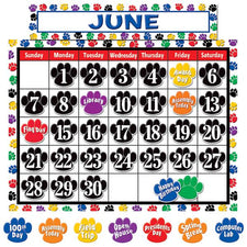 Colorful Paw Prints Calendar Bulletin Board Set