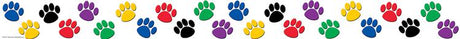 Colorful Paw Prints Straight Border Trim