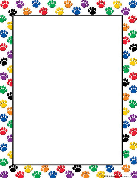 Colorful Paw Prints Computer Paper