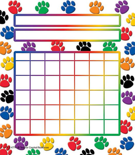 Colorful Paw Prints Incentive Charts