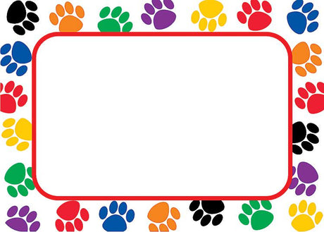 Colorful Paw Prints Name Tags