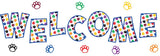 Colorful Paw Prints Welcome Bulletin Board Set