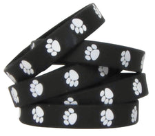 Black with White Paw Prints Wristbands