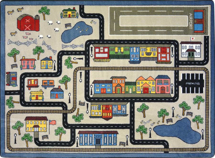 Tiny Town© Classroom Rug, 7'8" x 10'9" Rectangle Pewter