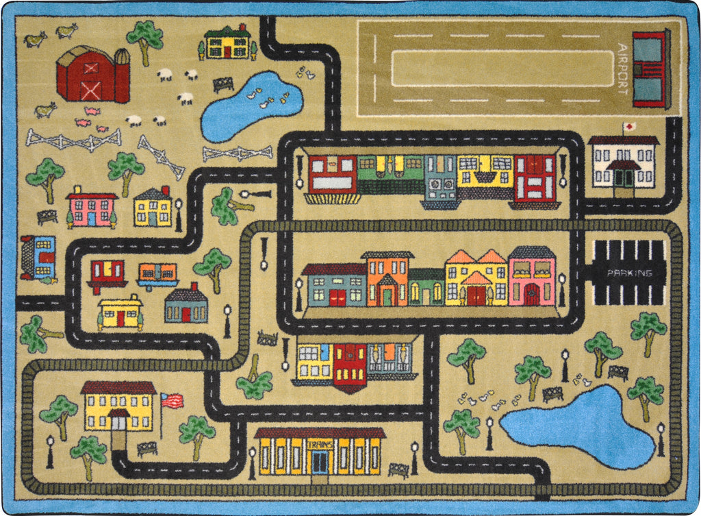 Tiny Town© Classroom Rug, 7'8" x 10'9" Rectangle Sandstone