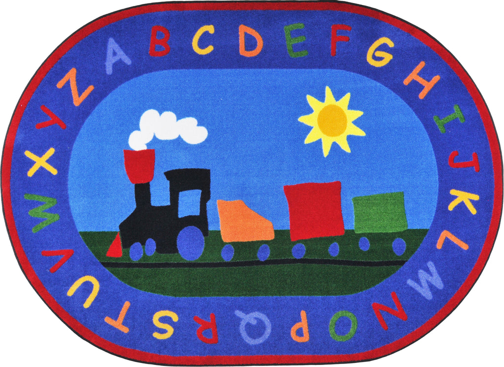 Classroom Train Rug Joy Carpets Tiny Train© Alphabet Classroom Rug, 5'4