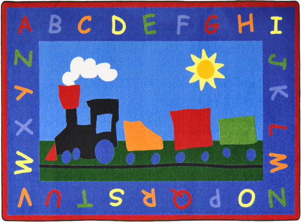 Joy Carpets Tiny Train© Classroom Circle Time Rug, 7'8