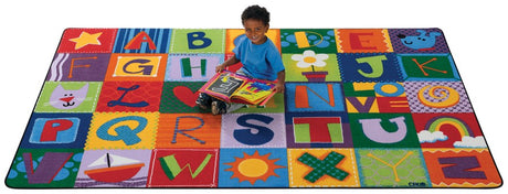 KIDSoft™ Toddler Alphabet Blocks Classroom Circle Time Rug, 8' x 12' Rectangle