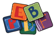 Colorful Toddler Alphabet Blocks KID$ Value PLUS Discount Carpet Squares, Set of 26
