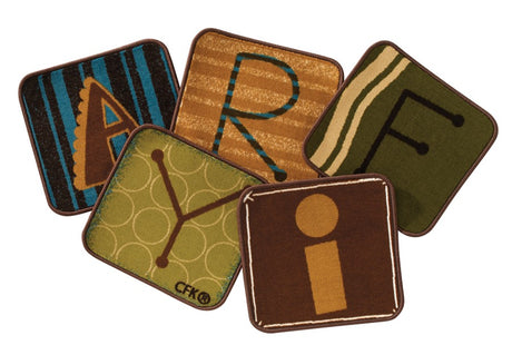 Nature Colored Toddler Alphabet Blocks KID$ Value PLUS Discount Carpet Squares, Set of 26