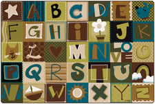 KIDSoft™ Toddler Alphabet Blocks Classroom Rug - Nature, 4' x 6' Rectangle