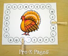 Turkey Clothespin Literacy Game