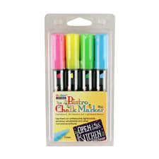 Bistro Fluorescent Chisel Tip Chalk Markers, Set of 4