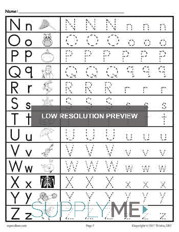 Letter Tracing Worksheets Uppercase and Lowercase Letters N-Z