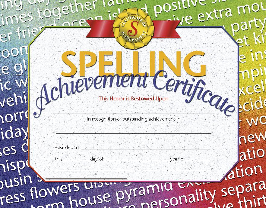 Hayes School Publishing Spelling Achievement Certificates