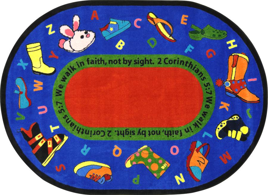 Walk In Faith© Alphabet Classroom Rug, 3'10" x 5'4"  Oval
