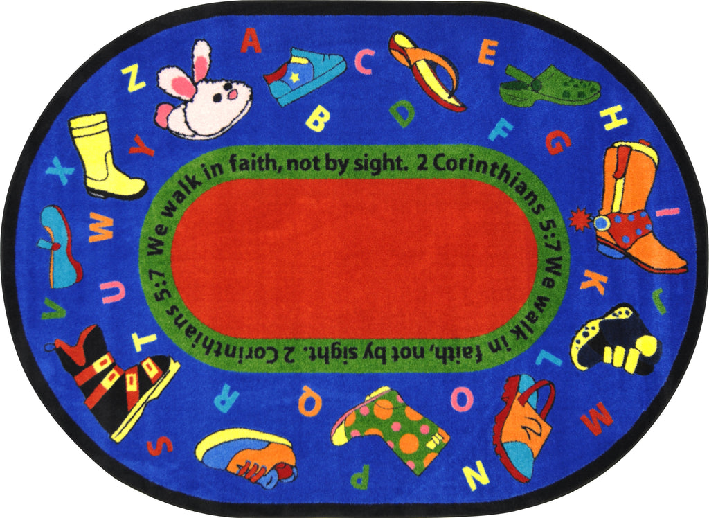 Walk In Faith© Alphabet Classroom Rug, 7'8" x 10'9"  Oval