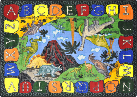 We Dig Dinosaurs© Alphabet Classroom Rug, 5'4" x 7'8"  Oval