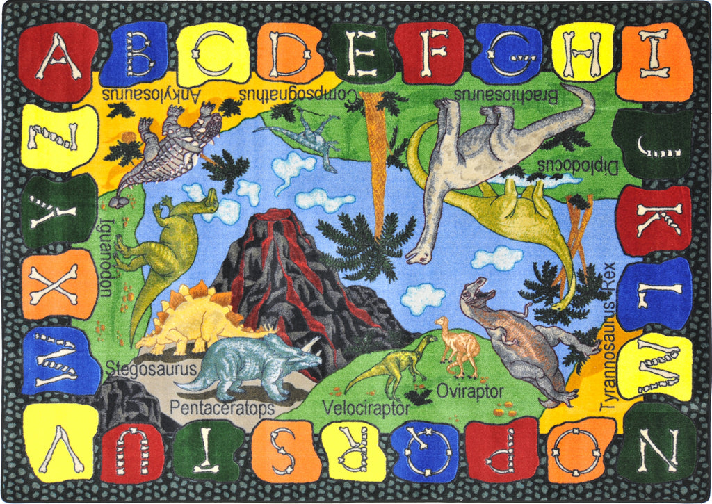 We Dig Dinosaurs© Alphabet Classroom Rug, 3'10" x 5'4" Rectangle