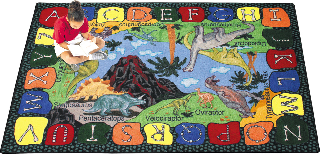We Dig Dinosaurs© Alphabet Classroom Rug, 5'4" x 7'8" Rectangle