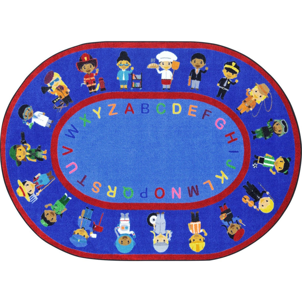 We Work Together™ Classroom Seating Rug, 7'8" x 10'9" Oval