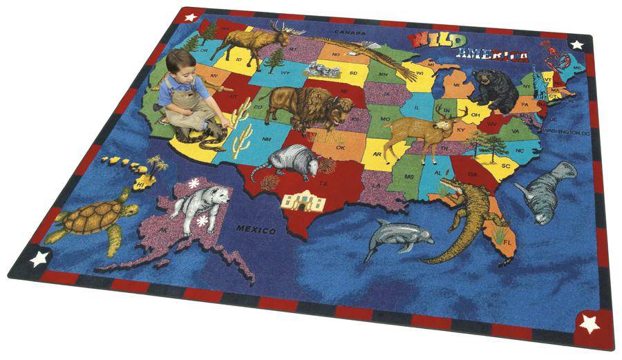 Joy Carpets Wild America© Classroom Rug, 7'8" x 10'9" Rectangle