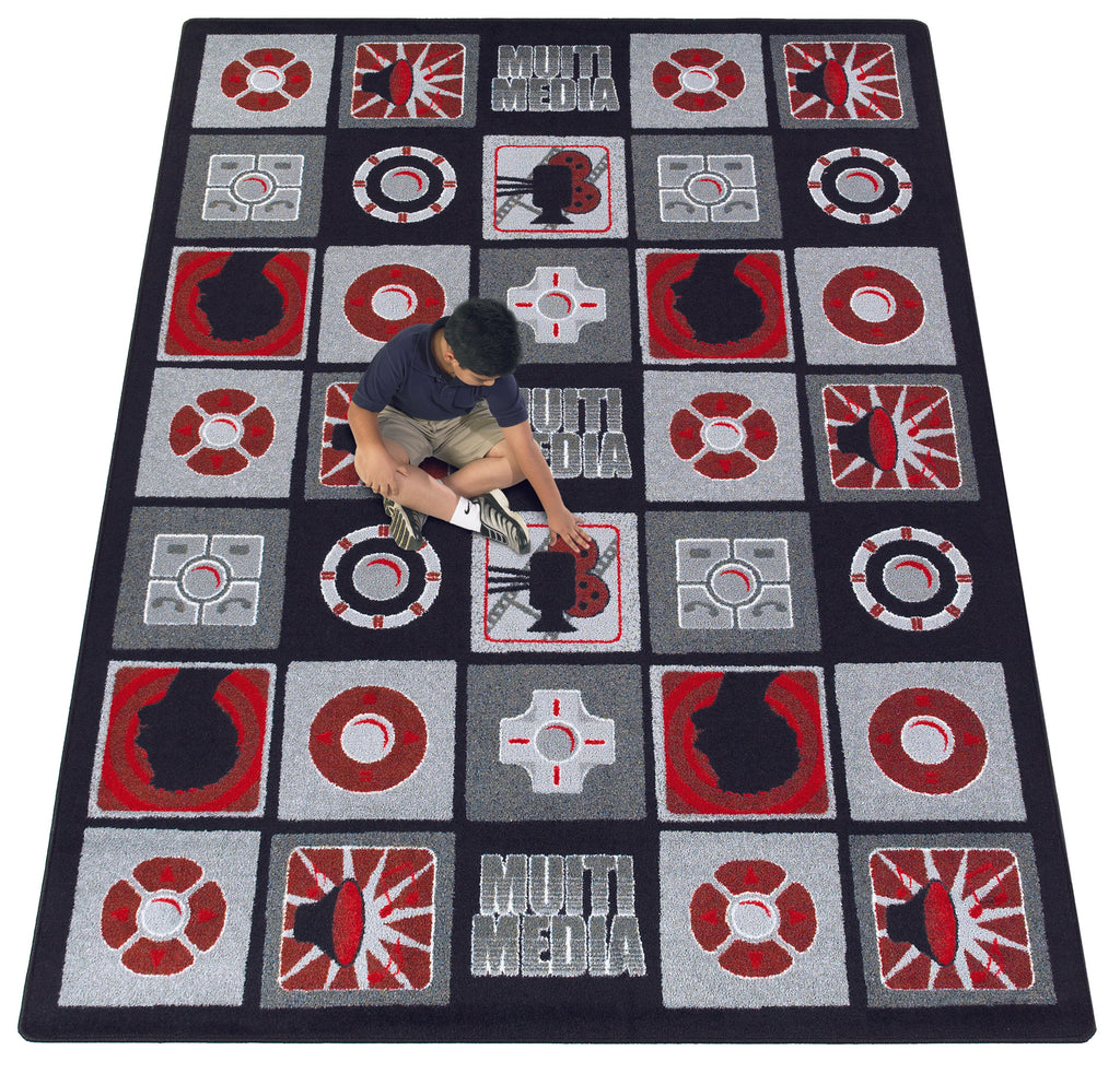 Wired© Classroom Rug, 3'10" x 5'4" Rectangle Red