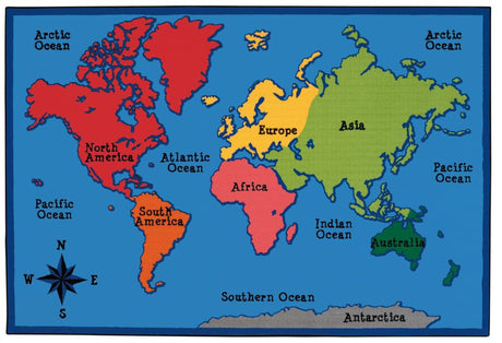 World Map KID$ Value Discount Rug, 4' x 6' Rectangle