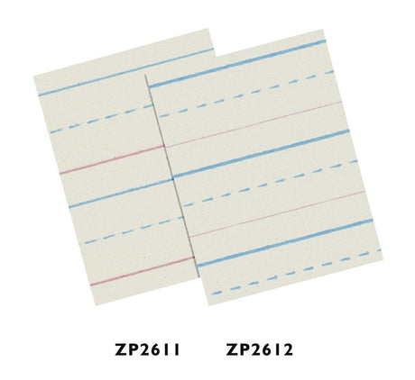Zaner-Bloser&trade; Broken Midline Newsprint Paper, 5/8" Rule Long Way, Grade 1, 500 Sheets